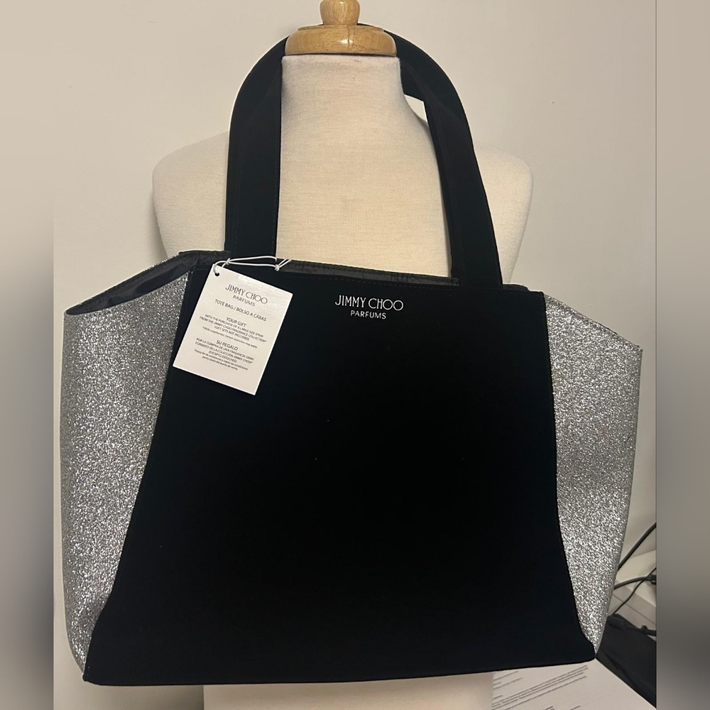 Jimmy Choo Black and Silver Tote Bag